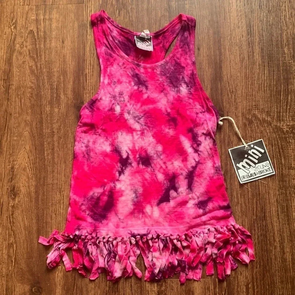 Young Fabulous & Broke Other - Young Fabulous & Broke Top Tie Dye Tank Fringe Girls Sz 10 NWT